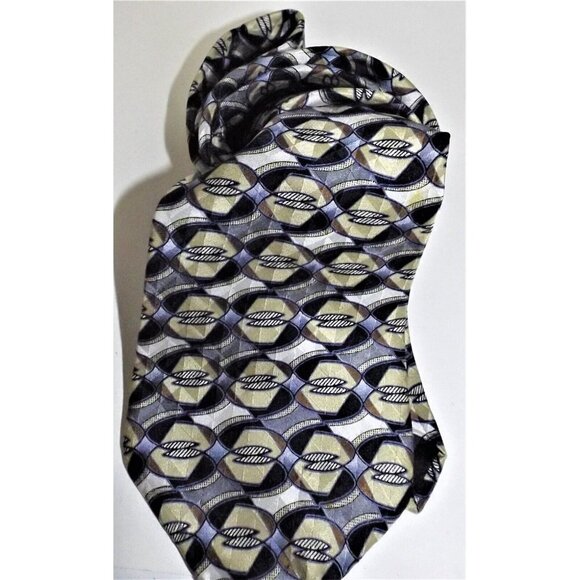 Louis Feraud Men's Silk Tie Multicolor 62 Inches Long Geometric Print - Picture 1 of 4